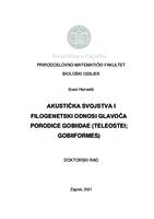 prikaz prve stranice dokumenta Akustička svojstva i filogenetski odnosi glavoča porodice Gobiidae (Teleostei; Gobiiformes)