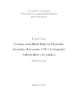 prikaz prve stranice dokumenta Genska raznolikost lipljena, Thymallus tyhmallus (Linnaeus, 1758) (Actinopteri: Salmonidae) u Hrvatskoj